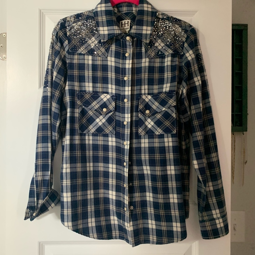 Haute hippie embellished button front shirt